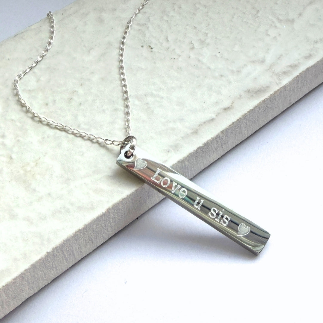 Personalised Silver Thin Bar Necklace