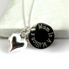 Personalised Edge Silver Heart Charm Necklace