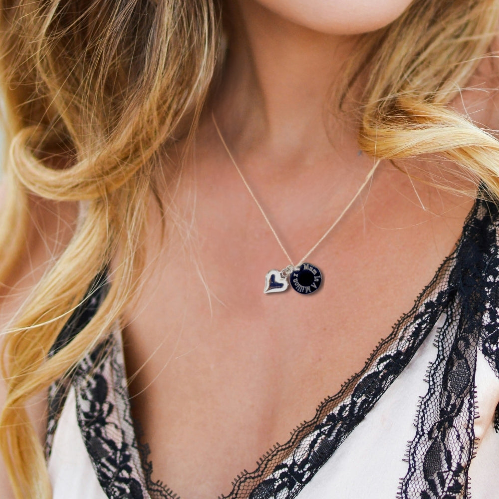 Personalised Edge Silver Heart Charm Necklace