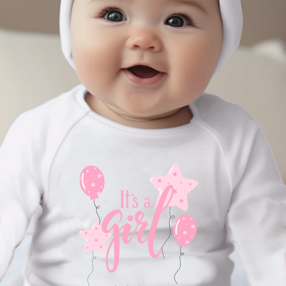 It's A Girl Pink Baby Outfit: Bib, Vest, Baby Grow