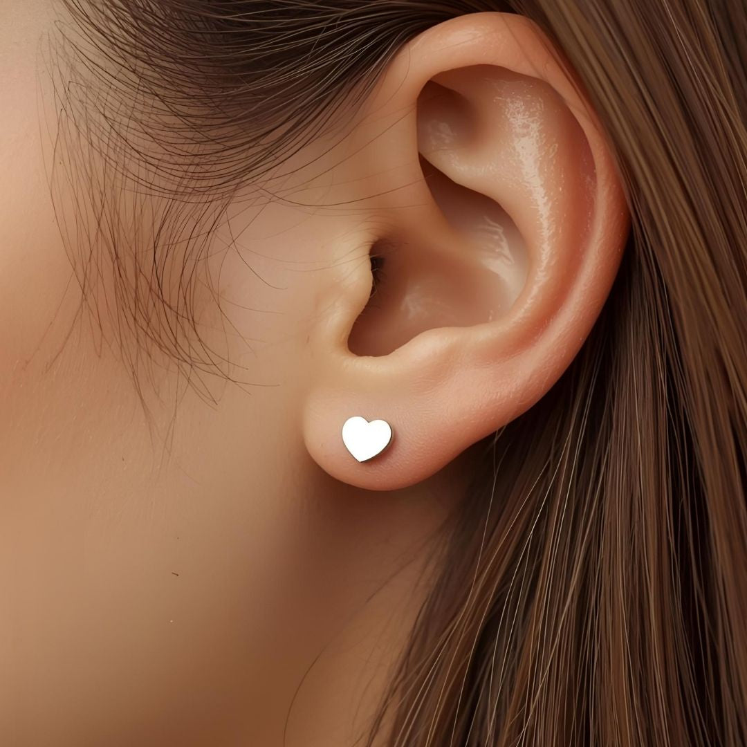 Silver Heart Stud Earrings - Hypoallergenic