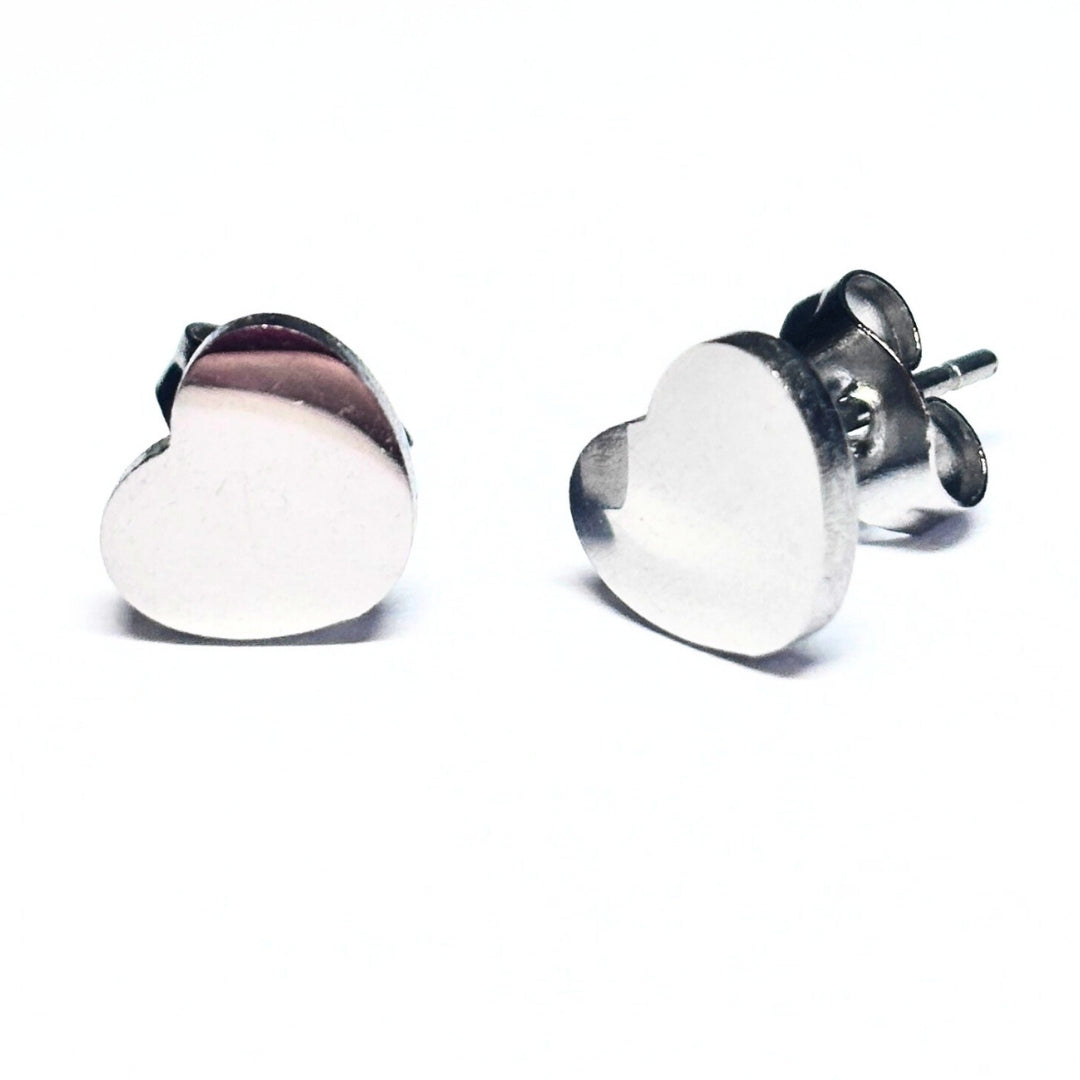 Silver Heart Stud Earrings - Hypoallergenic