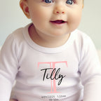 Personalised Pink Initial Name Baby Outfit: Bib, Vest, Baby Grow