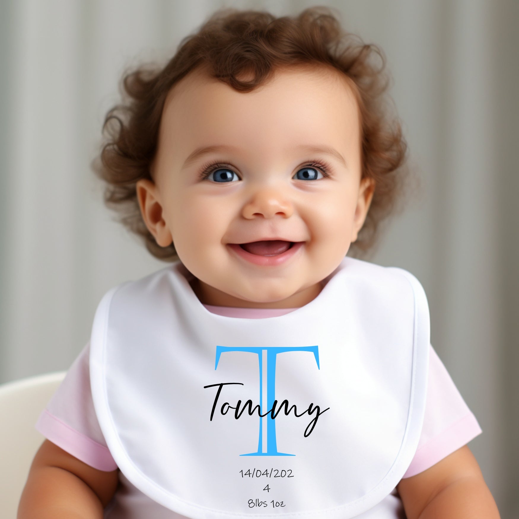 Personalised Blue Initial Baby Outfit: Bib, Vest, Grow