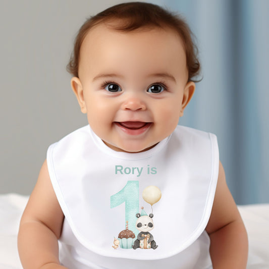 Personalised Boys First Birthday Baby Bib