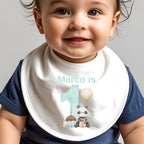 Personalised Blue 1st Birthday Panda Baby Outfit: Bib, Vest, Baby Grow