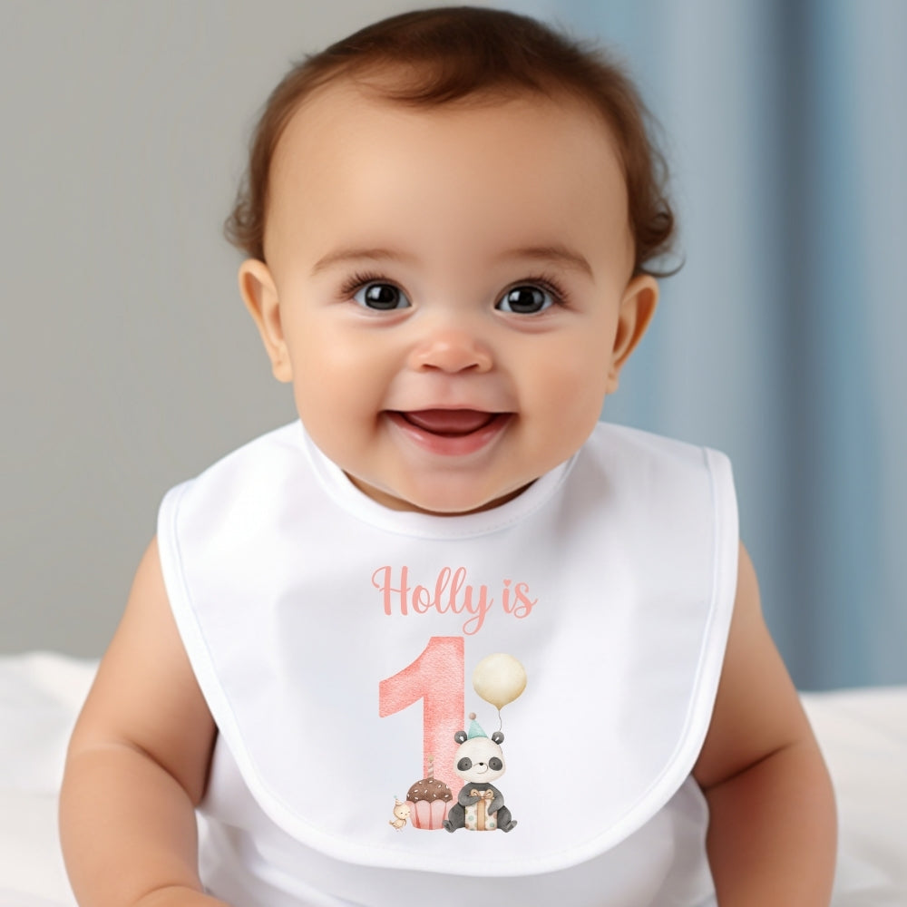 Personalised Girls 1st Birthday Panda Baby Outfit: Bib, Vest, Grow
