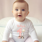 Personalised Pink 1st Birthday Panda Baby Outfit: Bib, Vest, Baby Grow