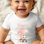 Personalised Pink 1st Birthday Panda Baby Outfit: Bib, Vest, Baby Grow