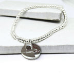 Silver Beaded Mum Charm Bracelet with Mini Heart