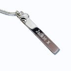 Personalised Silver Thin Bar Necklace &  Mini Heart Charm