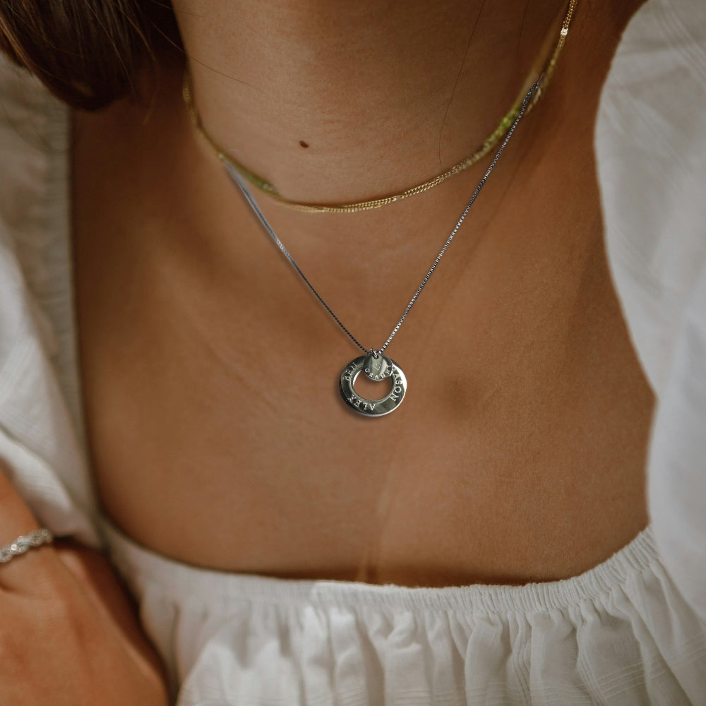 Personalised Infinity and Mini Disc Necklace | Family Names