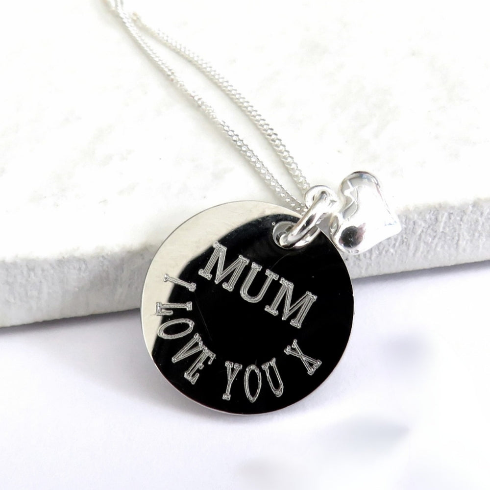 Personalised Mini Puff Heart Engraved Duchess Necklace