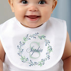 Personalised Blue & Green Floral Babygrow | Name Vest or Bib UK