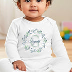 Personalised Blue & Green Floral Babygrow | Name Vest or Bib UK