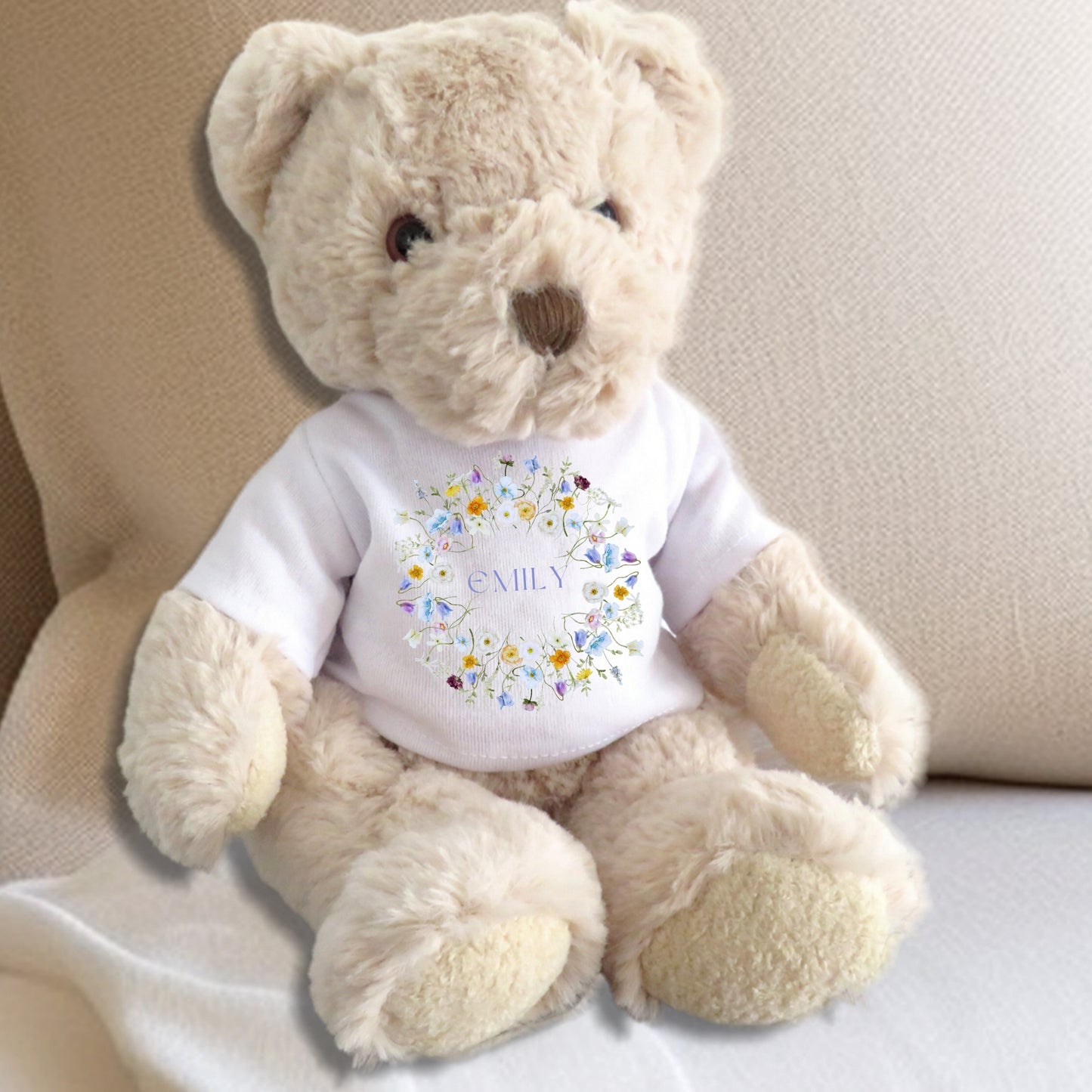 Personalised Luxury Teddy Bear Spring Flower T-shirt