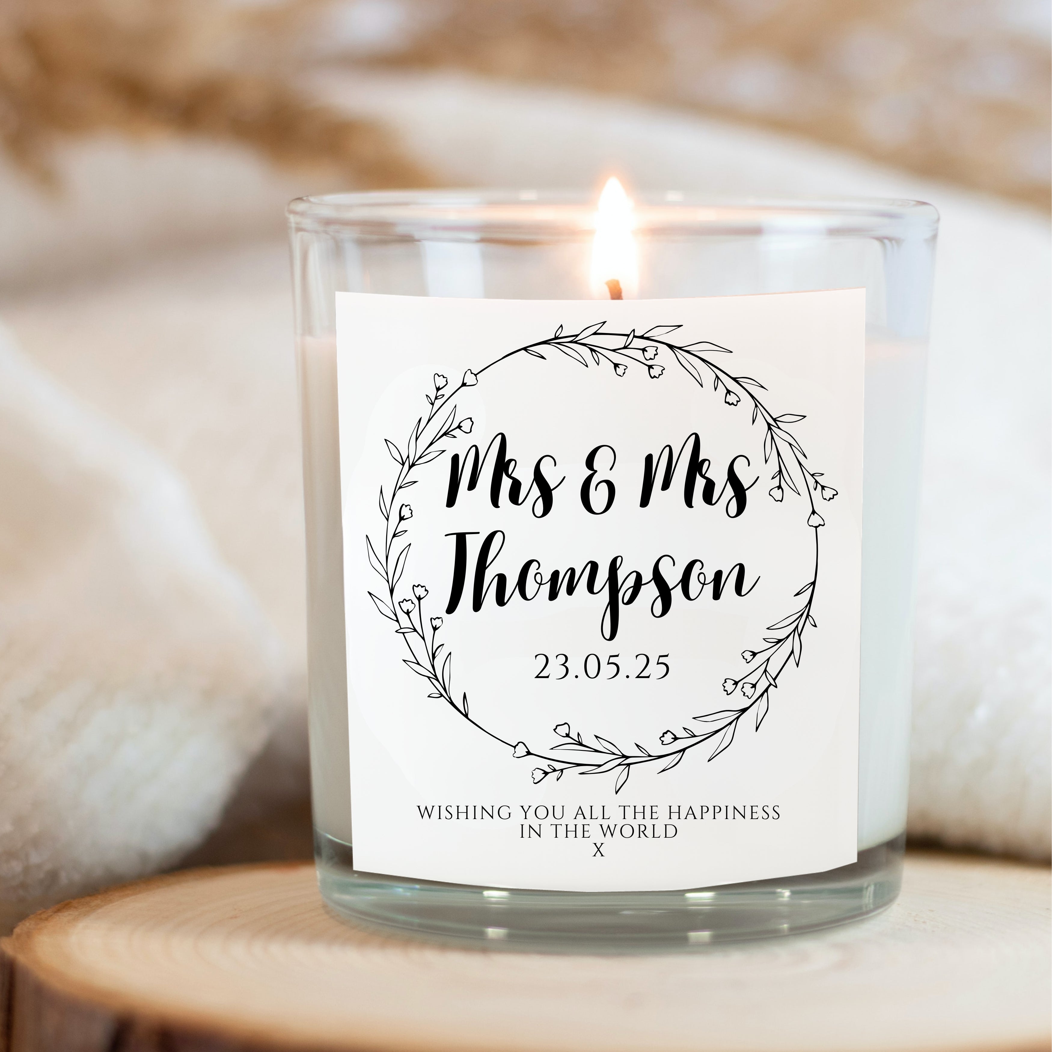 Personalised Wild Flower Wedding Candle Gift Set | Couples Engagement Gift Hamper