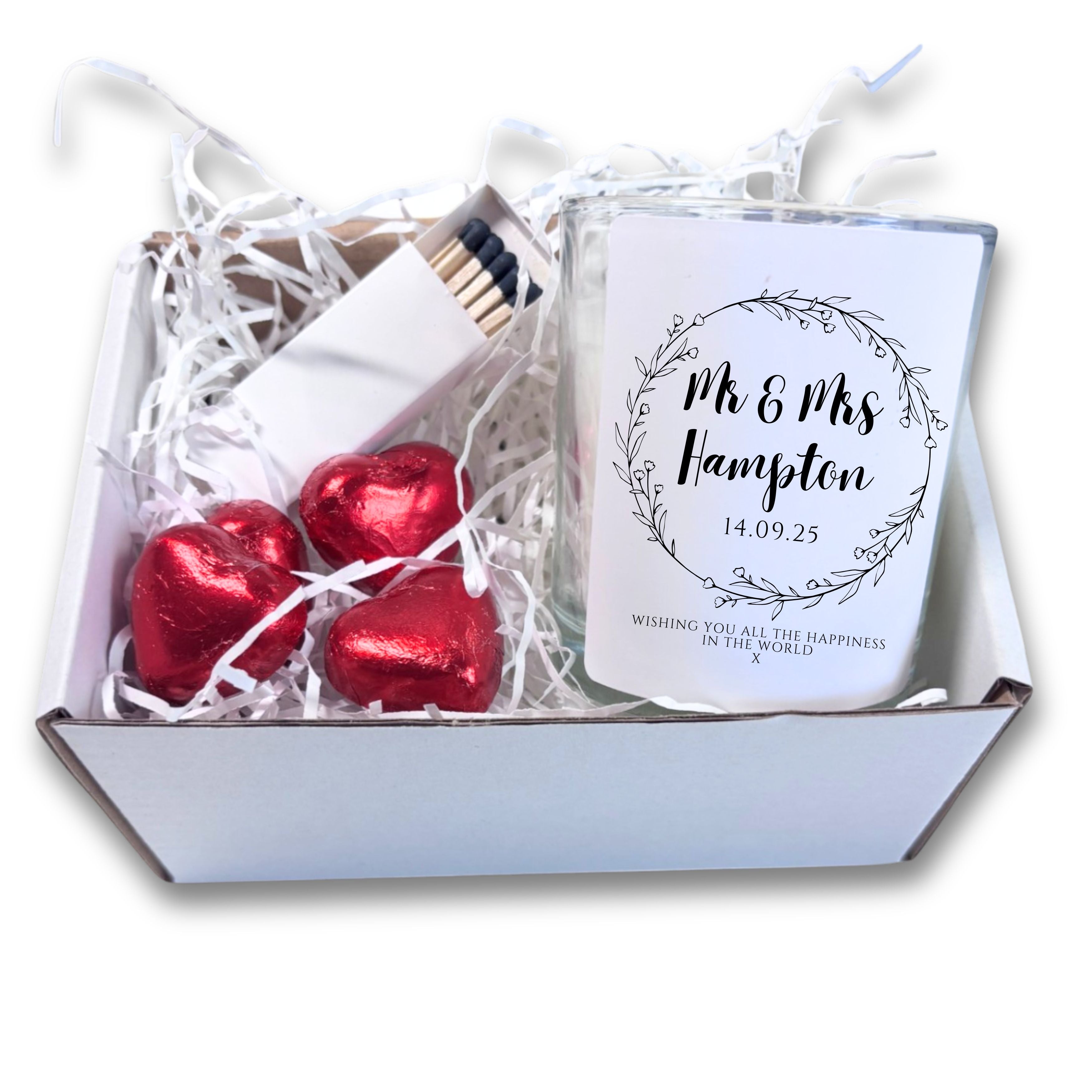 Personalised Wild Flower Wedding Candle Gift Set | Couples Engagement Gift Hamper