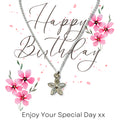Happy Birthday Pink Flowers Card & Dahlia Flower Necklace