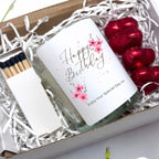 Personalised Pink Flowers Birthday Candle Gift Set | Keepsake for Friend, Family