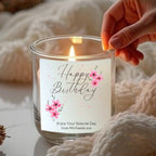Personalised Pink Flowers Birthday Candle Gift Set | Keepsake for Friend, Family