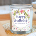 Personalised Pretty Flowers Happy Birthday Candle Gift Set | Keepsake for Friend, Family