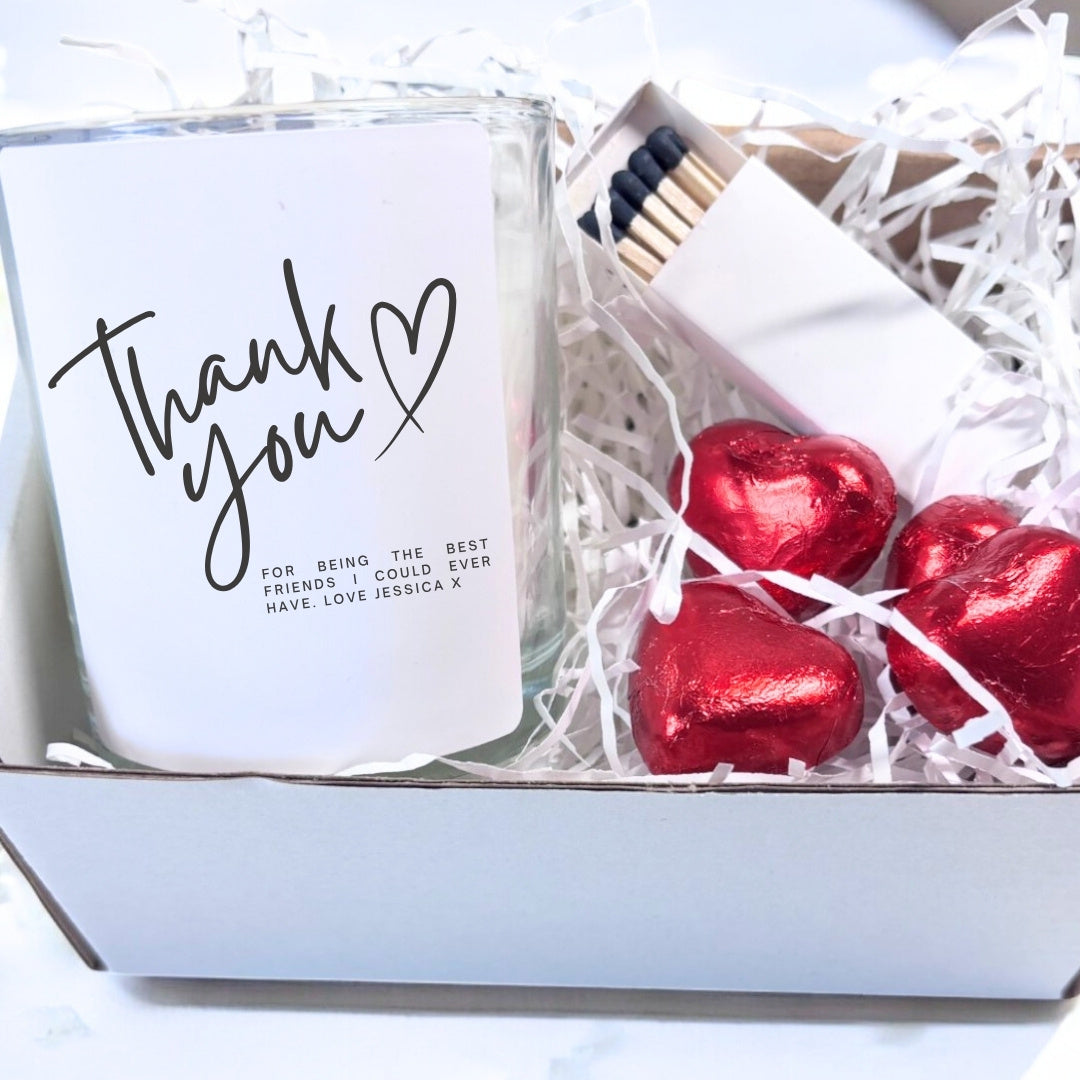 Personalised 'Thank You' Candle Gift Set: Linen Scent