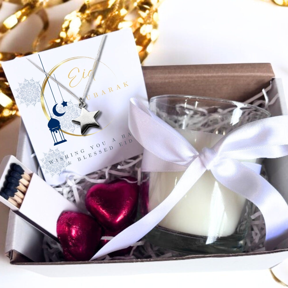 Eid Mubarak Moon Candle & Necklace Hamper | Ramadan Gifts