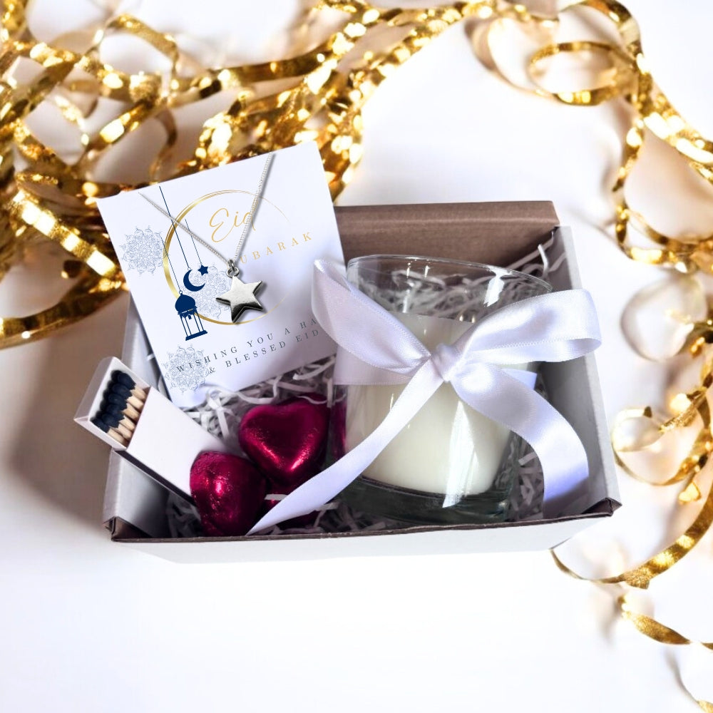 Eid Mubarak Moon Candle & Necklace Hamper | Ramadan Gifts