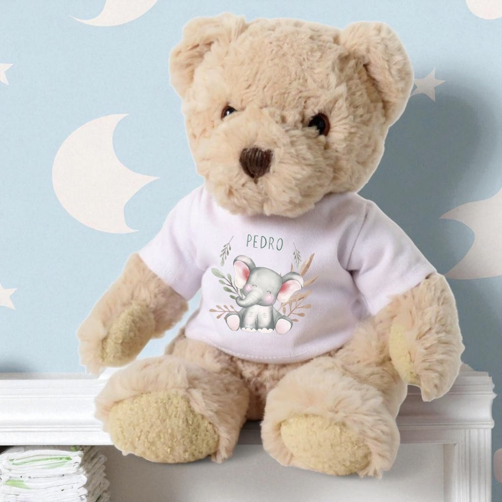 Personalised Luxury Teddy Bear | Happy Elephant T-Shirt
