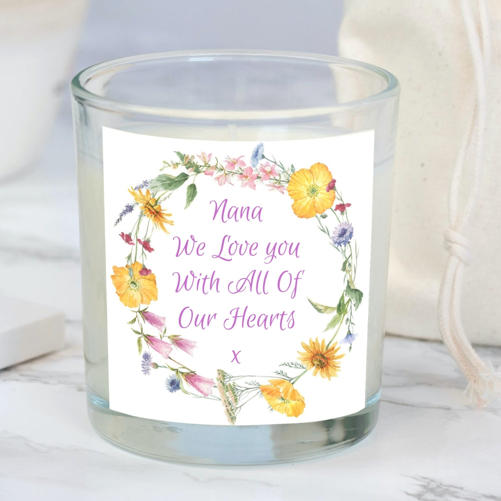 Personalised Flower Circle Candle Gift Set