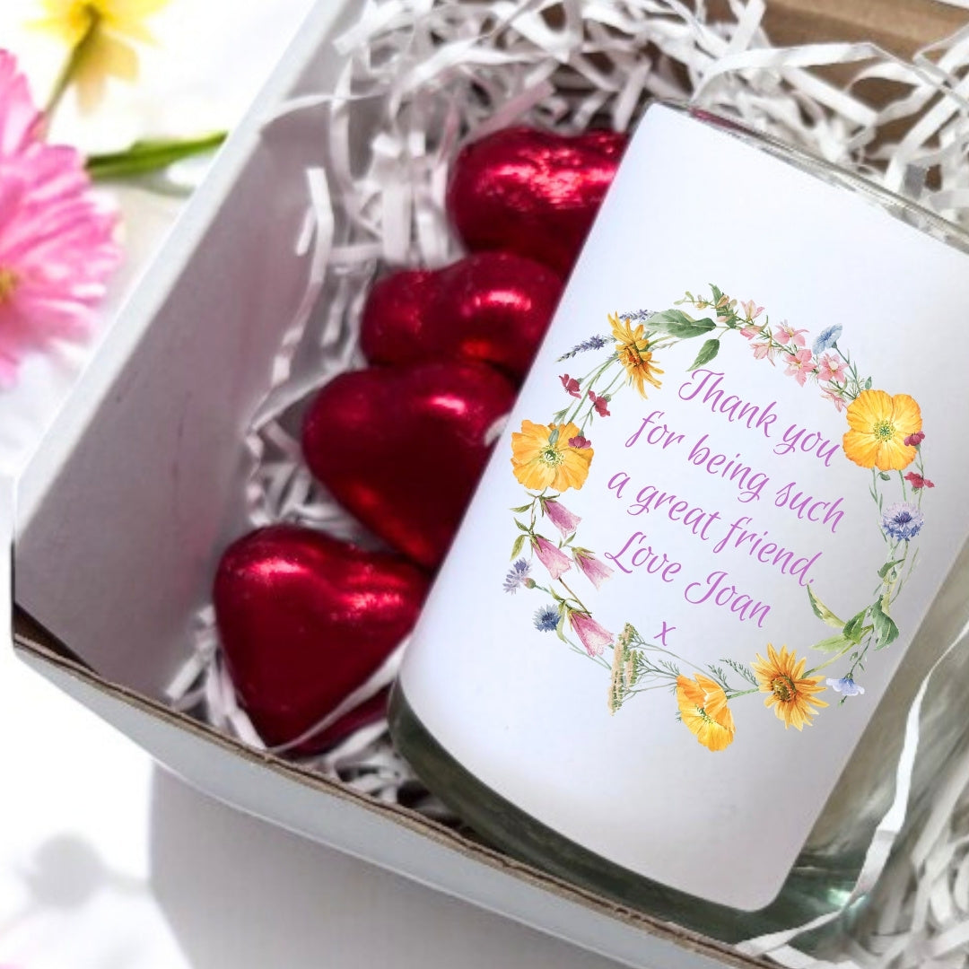 Personalised Flower Circle Candle Gift Set