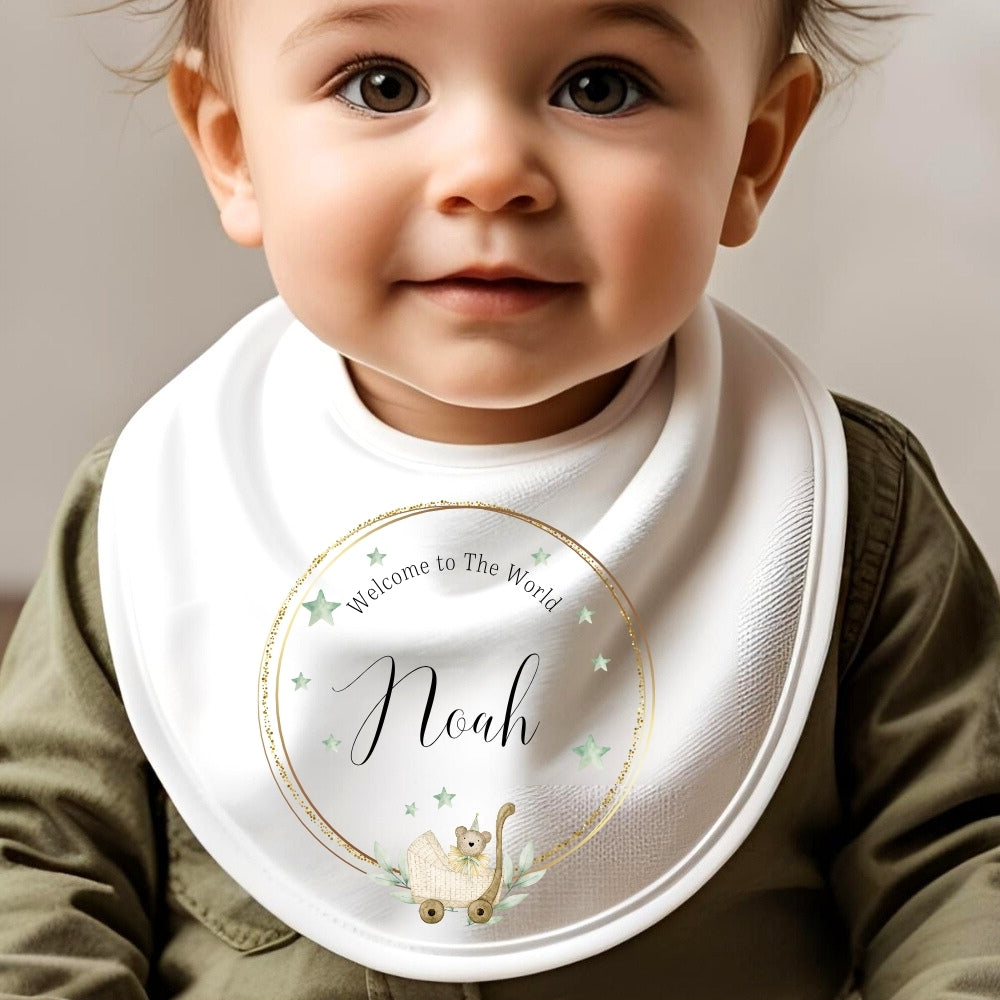 Personalised Welcome to the World Baby Outfit: Bib, Vest, Baby Grow