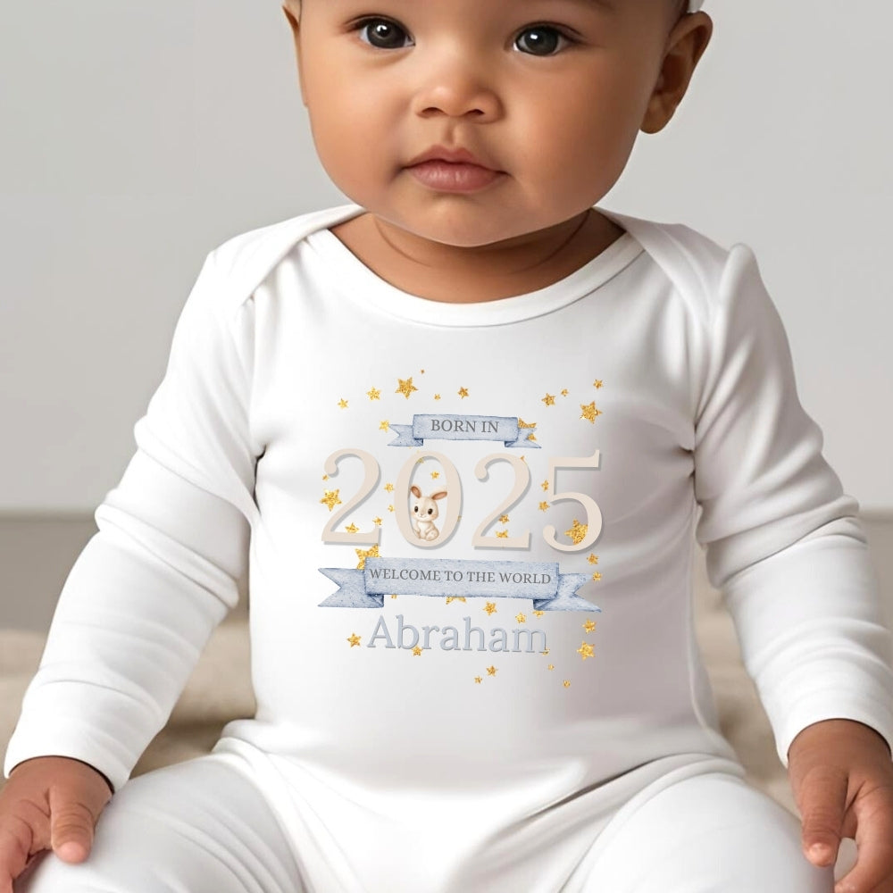 Personalised Welcome to the World 2025 Baby Outfit: Bib, Vest, Grow
