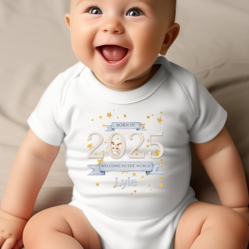 Personalised Welcome to the World 2025 Baby Outfit: Bib, Vest, Grow