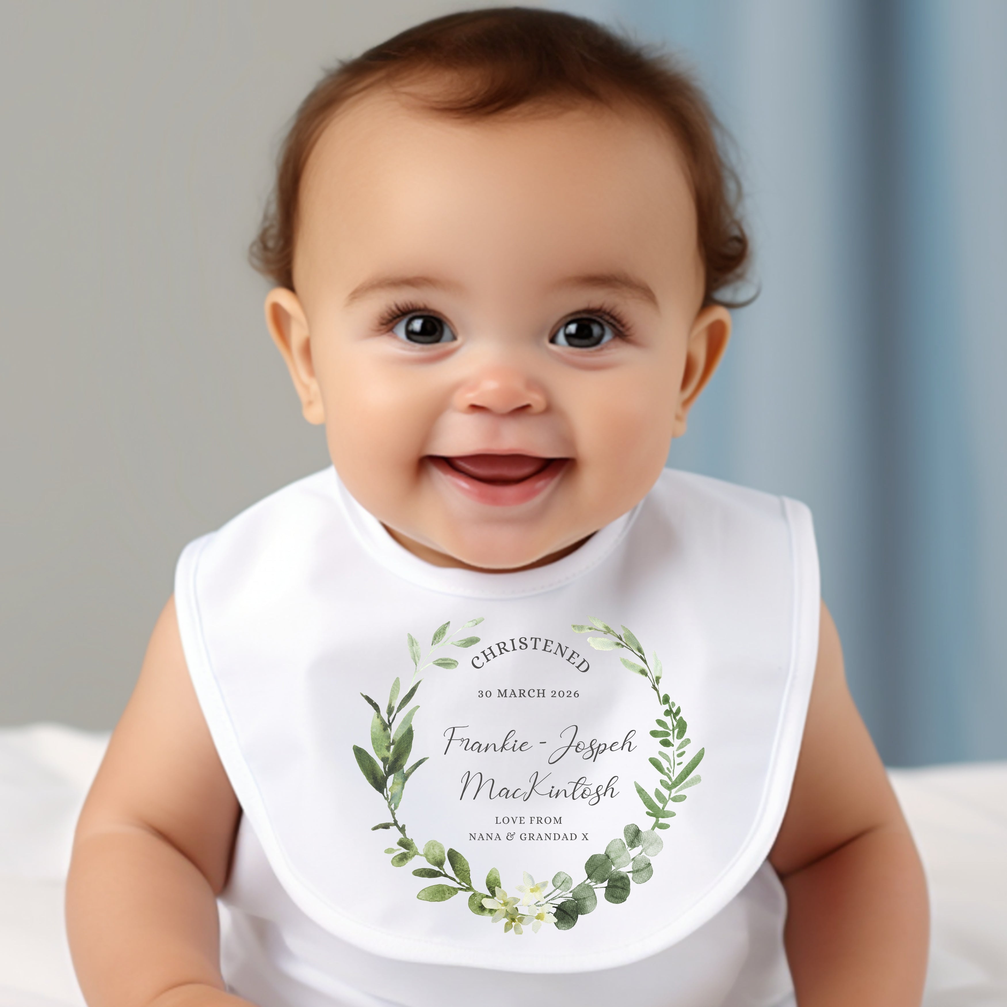 Personalised Christening Day Baby Outfit: Bib, Vest, Baby Grow