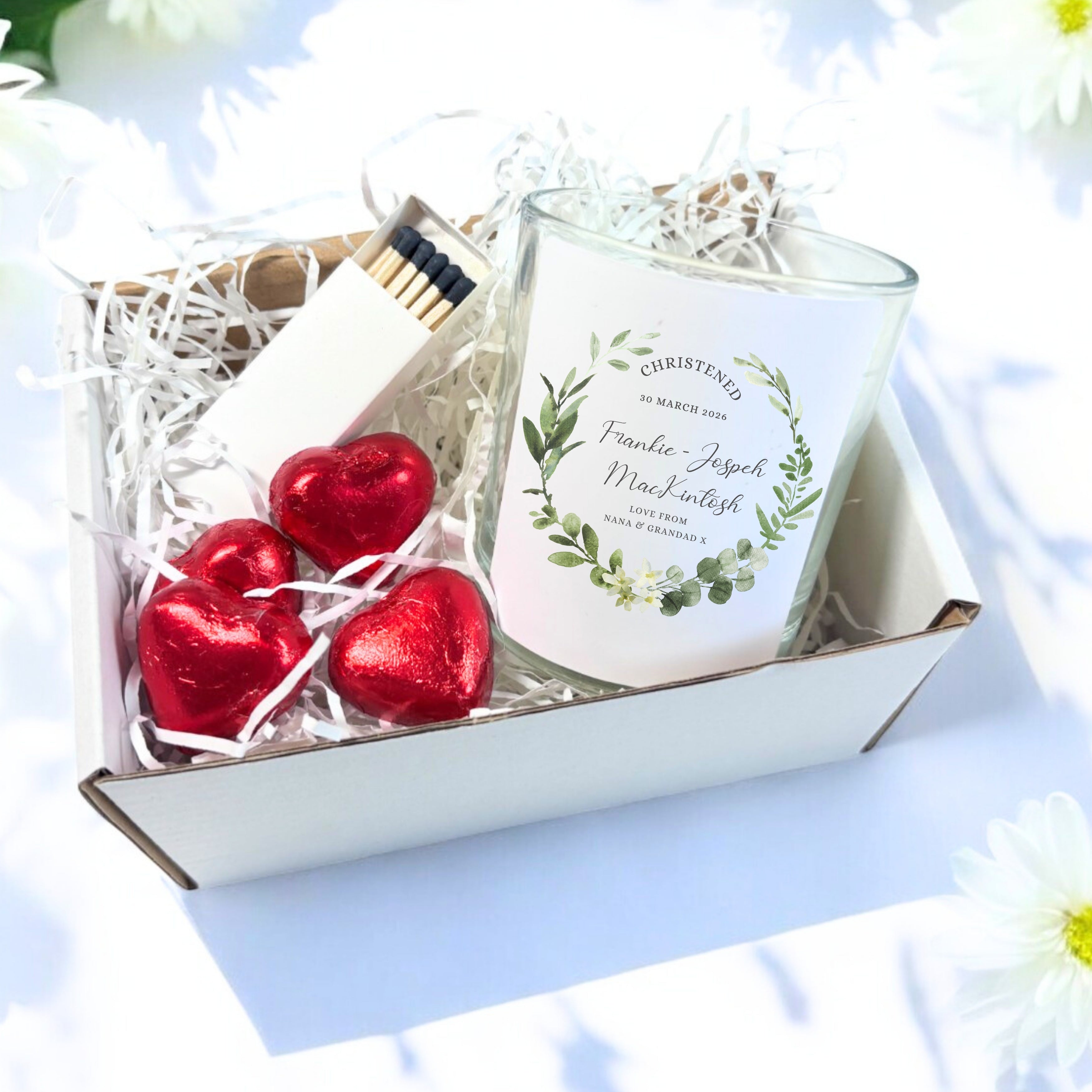 Personalised Christening Day Candle Gift Set | Personalized Christening Baptism Hamper