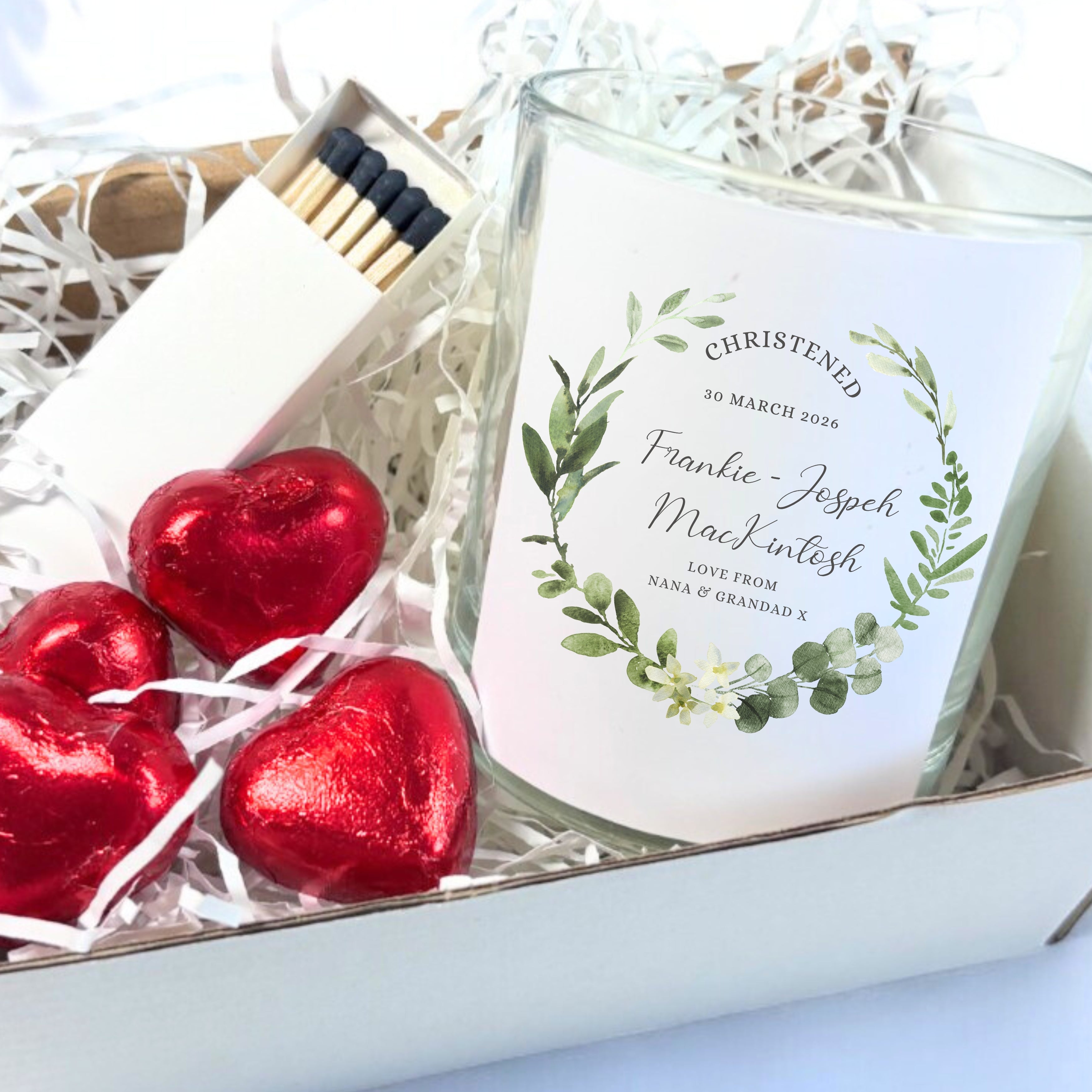 Personalised Christening Day Candle Gift Set | Personalized Christening Baptism Hamper