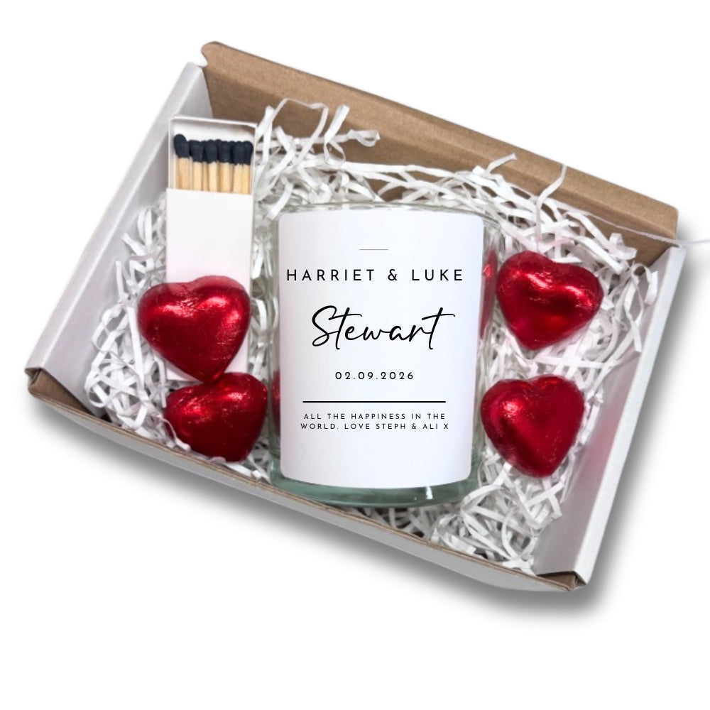 Personalised Black & White Wedding Day Candle Gift Set  | Wedding Gift Couples Names