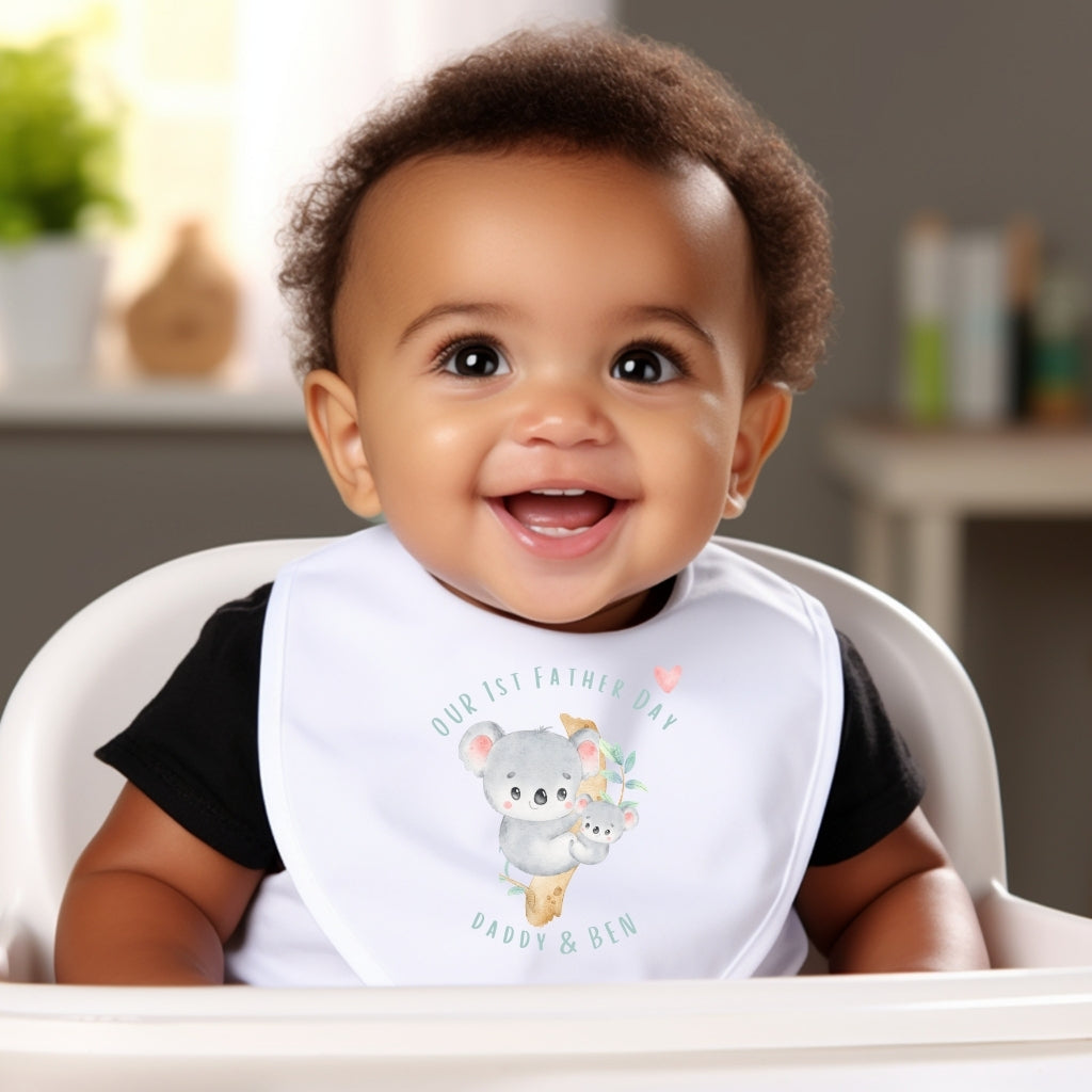 Personalised 1st Fathers Day Koala Baby Outfit: Bib, Vest, Grow