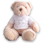 Personalised Hello World Silver Circle Gift Hamper - Teddy & Baby Vest