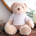 Personalised Luxury Teddy Bear with Hello World Silver Circle T-Shirt