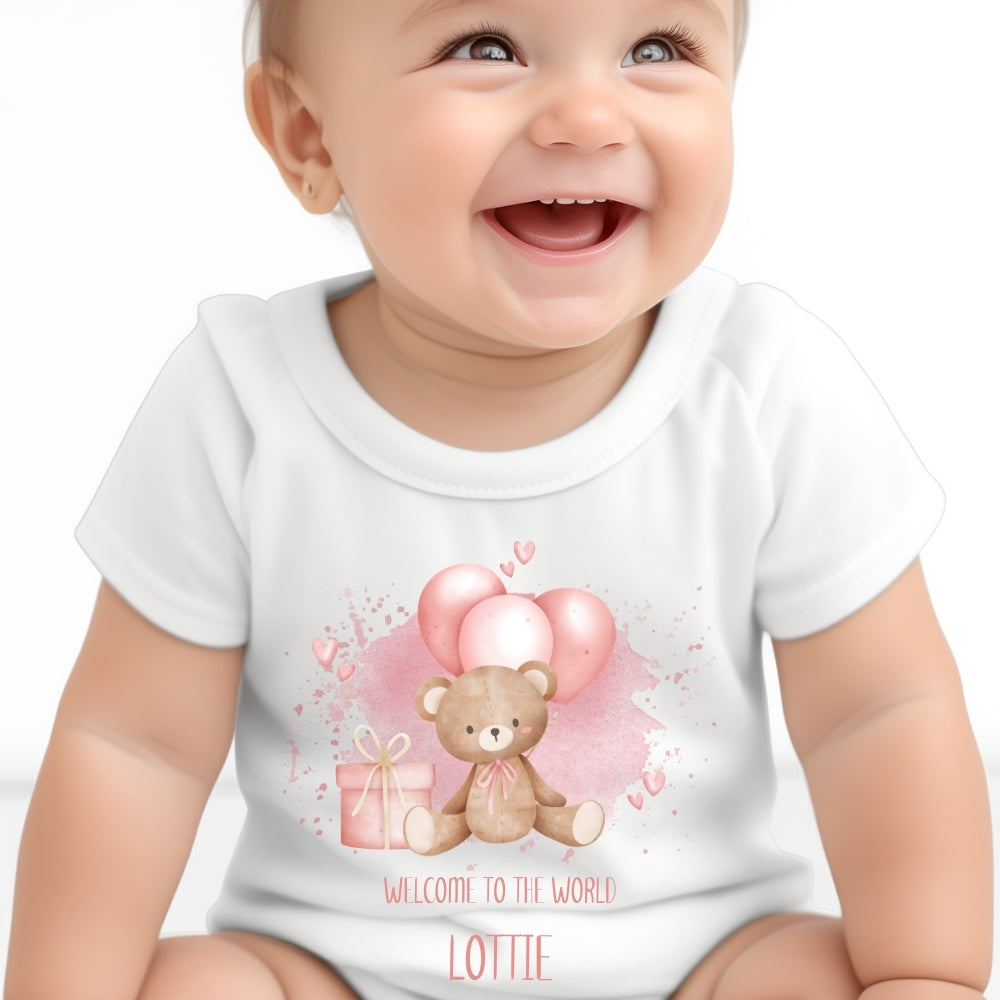 Personalised Baby Girl Baby Outfit: Bib, Vest, Grow