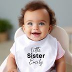 Personalised Little Sister Baby Outfit: Bib, Vest, Baby Grow