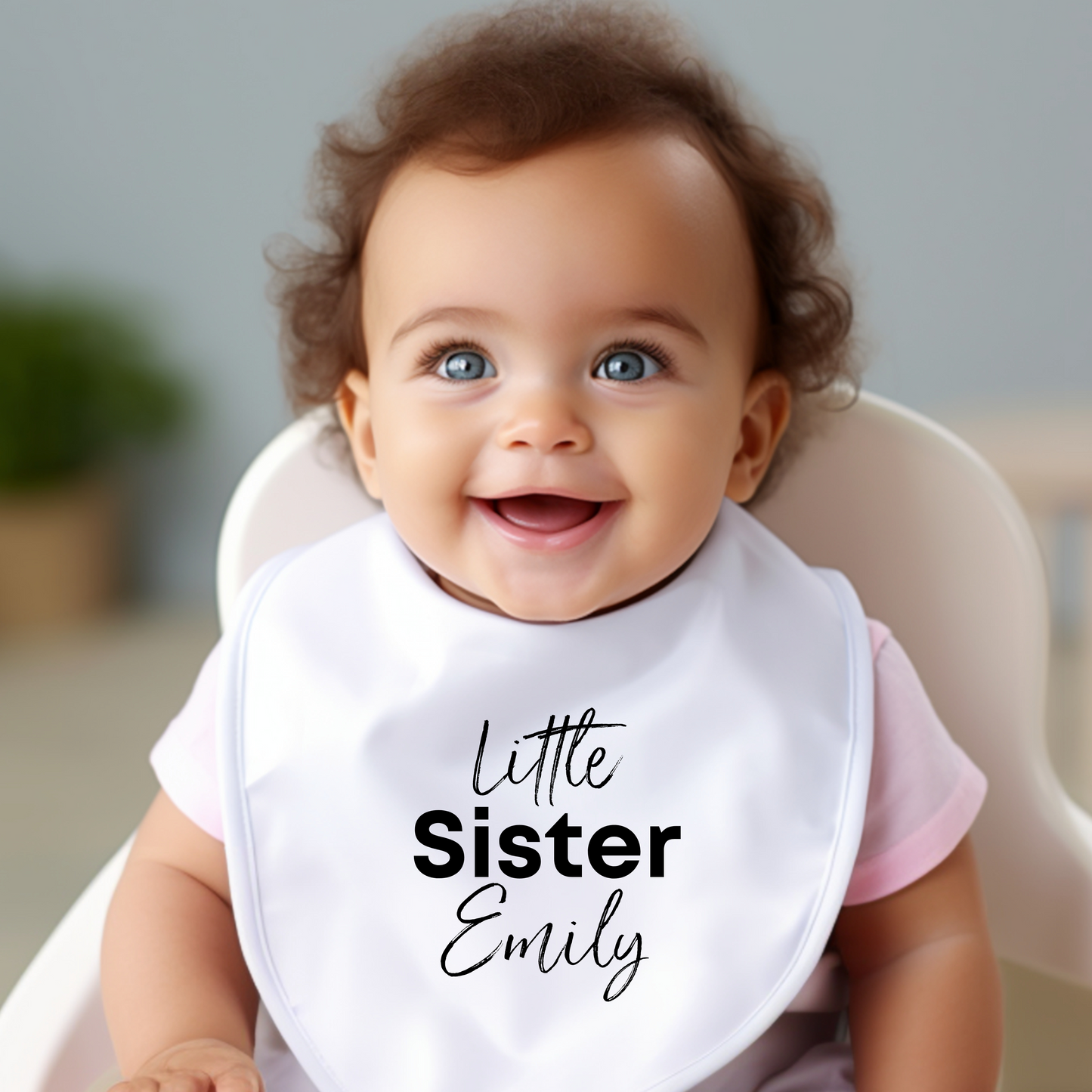 Personalised Little Sister Baby Bib