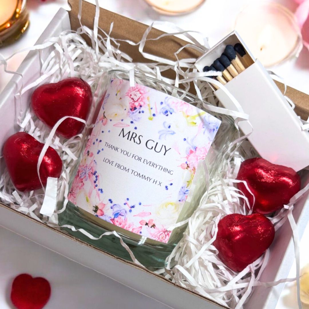 Personalised Floral Thank You Candle Gift Set