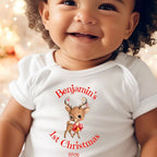 Personalised 1st Christmas Reindeer Baby Gift Box, Teddy, Vest & Keepsake