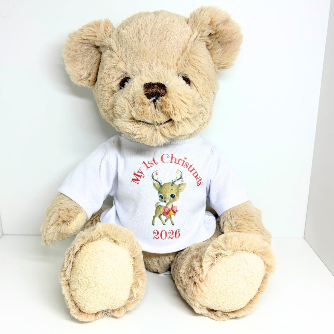 Personalised 1st Christmas Reindeer Teddy Bear, Baby First Christmas Gift