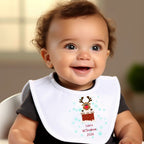Personalised 1st Christmas Rudolph Baby Vest, Babygrow or Bib, Newborn Xmas Gift
