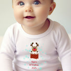 Personalised 1st Christmas Rudolph Babygrow | Name Vest or Bib UK